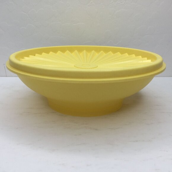 Vintage Servalier Tupperware Set 2 Cereal Bowl Blue Yellow Sunburst Lids Storage - Picture 5 of 16